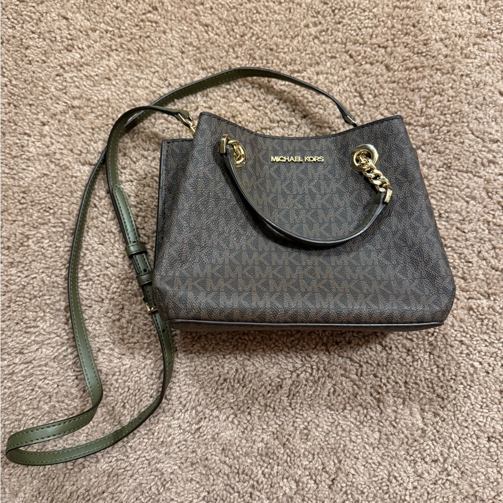 Michael Kors Black and Green Crossbody Bag